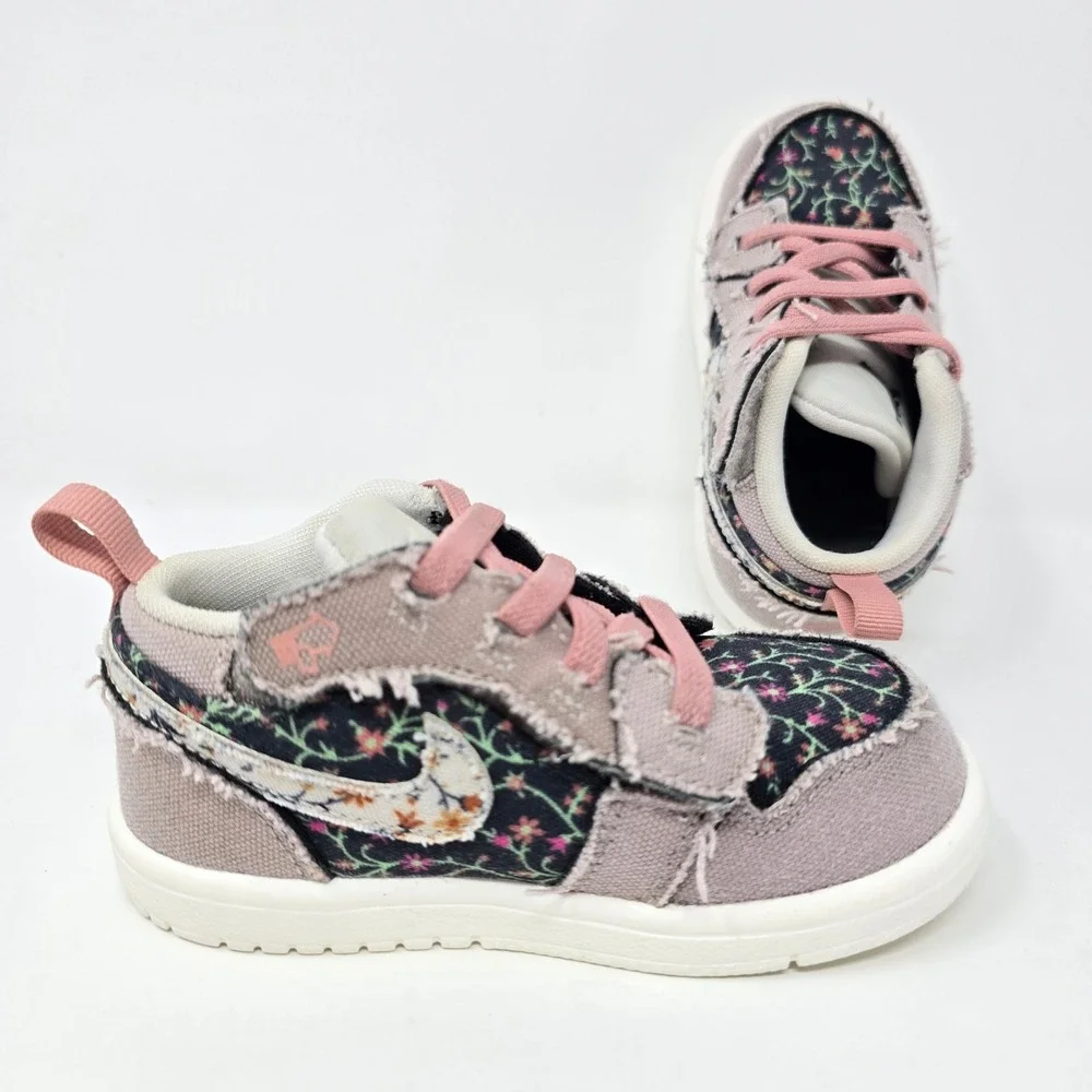 Nike Air Jordan 1 Retro Low ALT SE Floral Pink Velcro FJ3450-001 Toddler 7C - Picture 1 of 16
